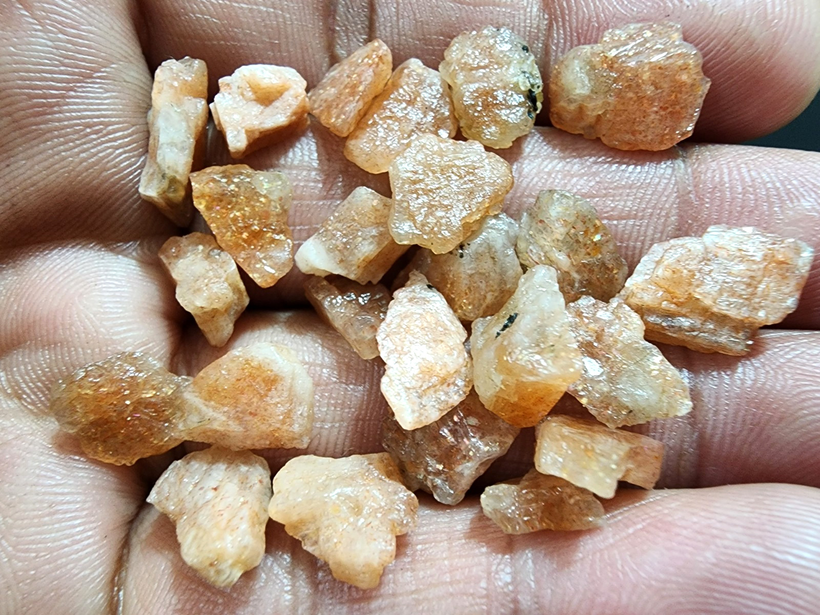 Beautiful Sunstone Rough Gemstones 25 Pcs 7-15mm Natural Beads DIY Jewelry Craft