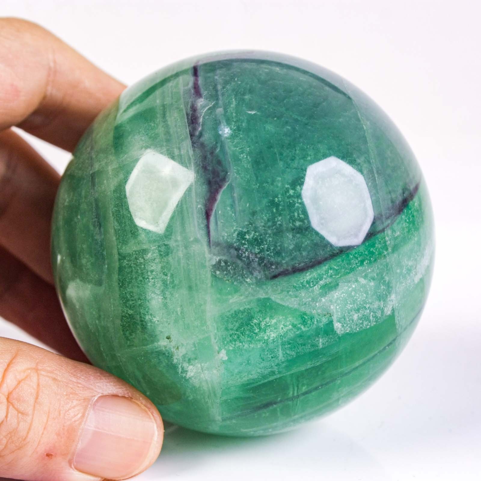 2.6″ 1.1LBS Rainbow Fluorite Sphere Crystal Ball Natural Banded Mineral Specimen