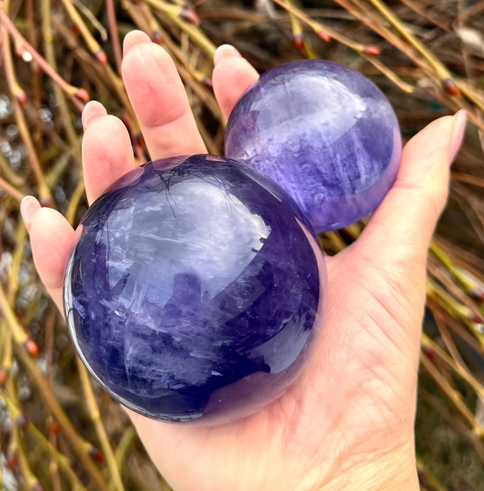 Wholesale Lot 4-5 Pcs Natural Purple Fluorite W Mica Sphere Crystal Ball Healing