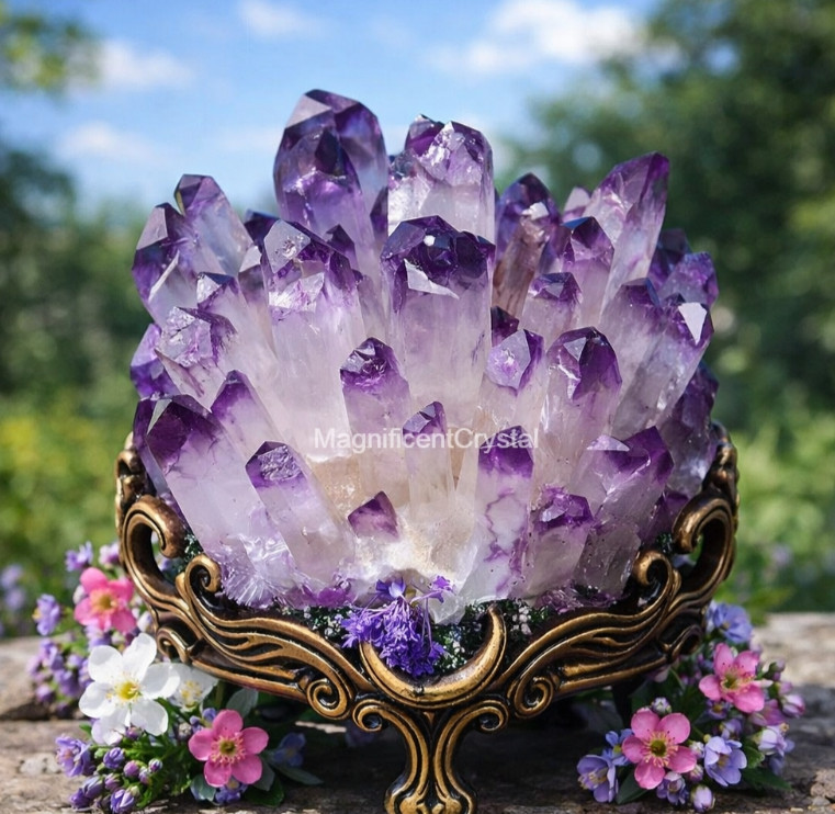 550G Rare Amethyst Geode Cluster Healing Light Purple Quartz Crystal Reiki Stone