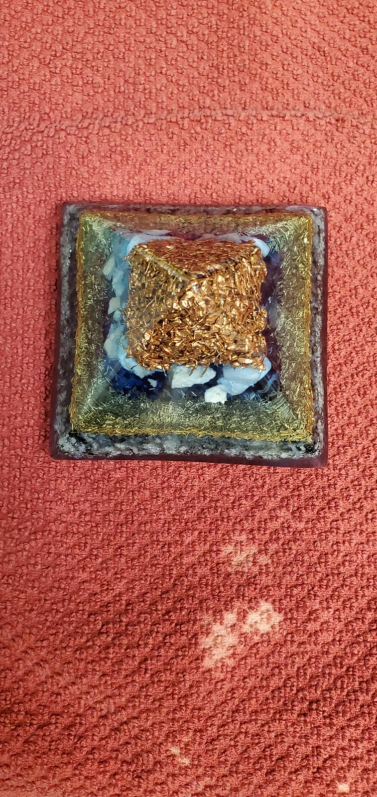 Orgone Pyramid Quartz, Amazonite,Snowflake Obsidian, And Copper/Brass