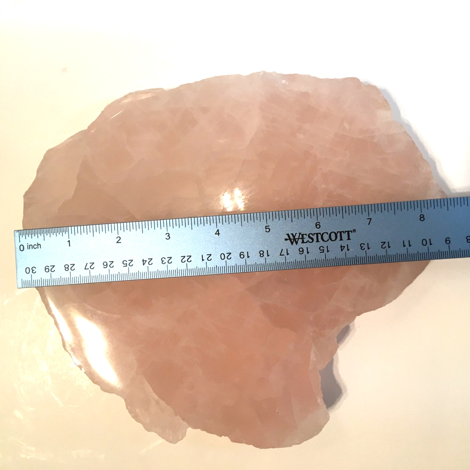Solid Rose Quartz Crystal Bowl Trinket Dish Pink Gemstone Vanity Tray Raw Edge