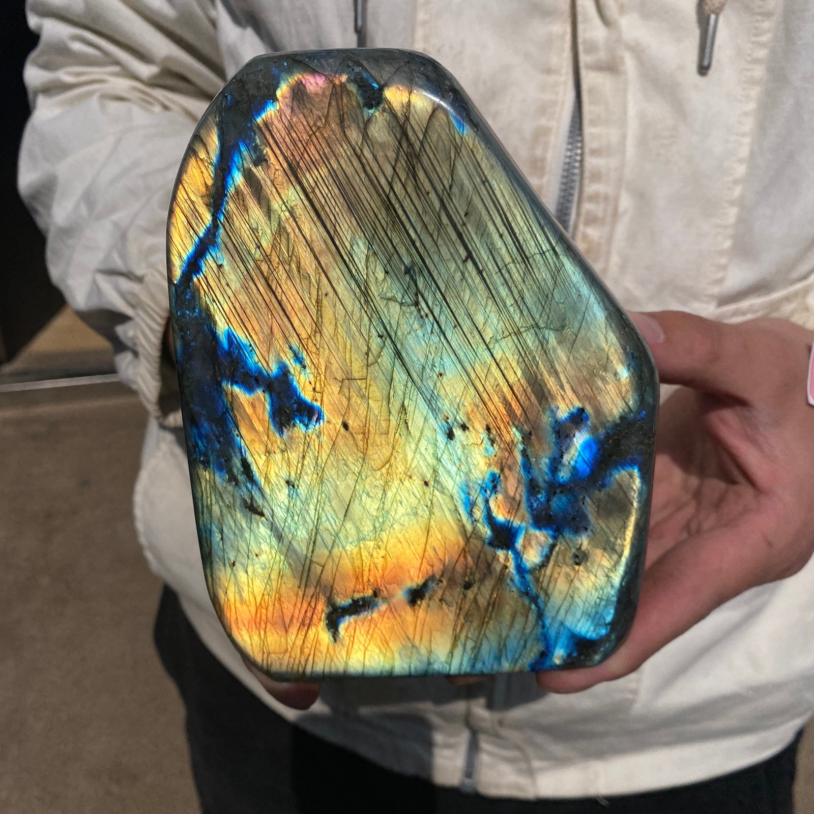 4.9lb Natural Gorgeous Labradorite Quartz Crystal Stone Specimen Healing