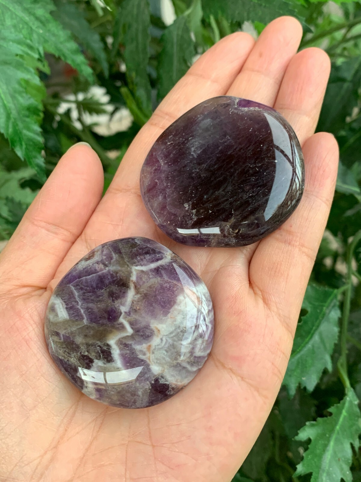Amethyst Dogtooth Smooth Stone, 1.5″ – 2″ Polished Amethyst Palm Stone, Bulk Lot