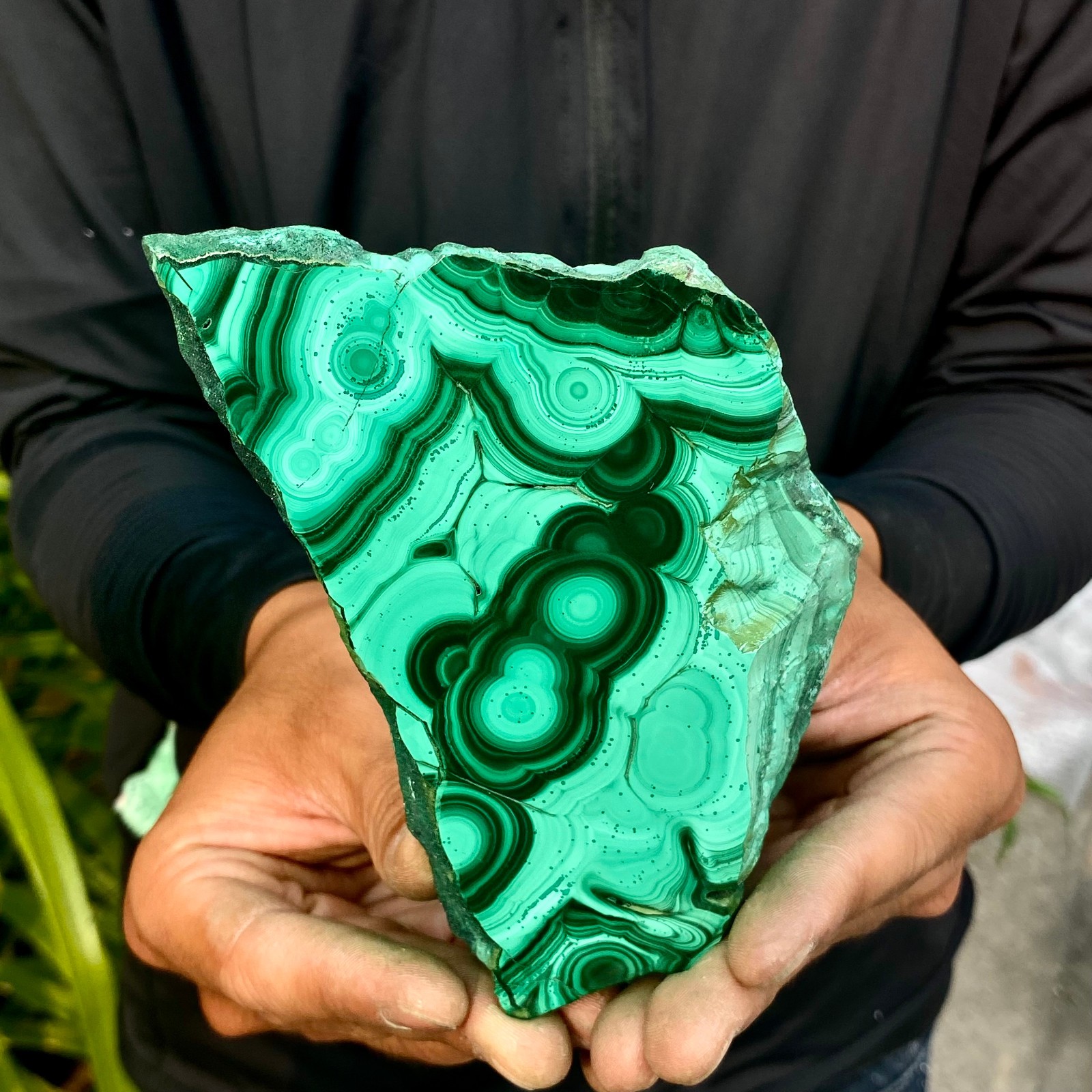 1.1LB Natural malachite slice quartz crystal luster mineral specimen