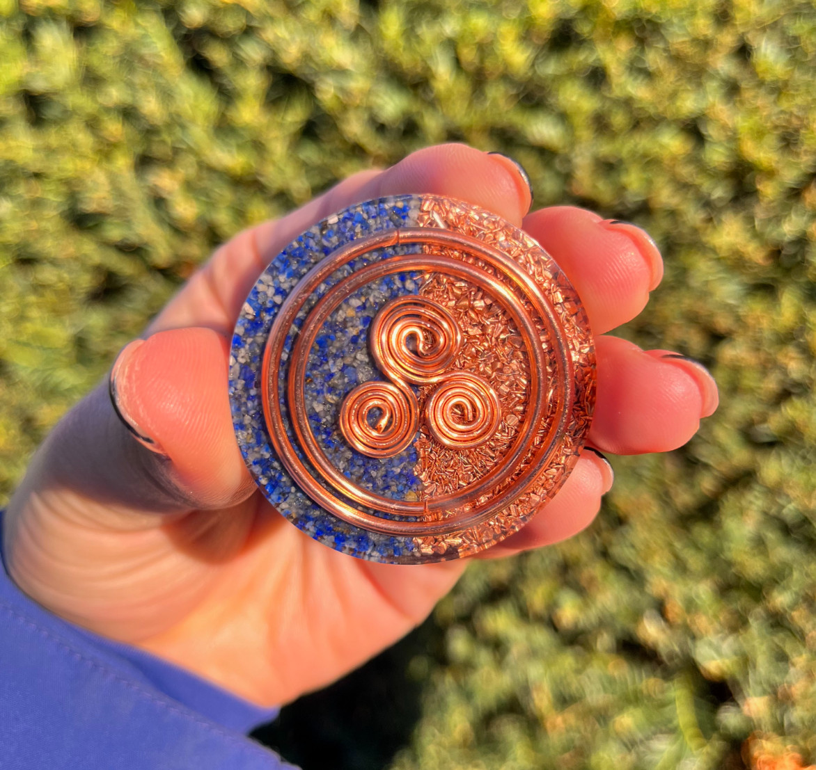 Pocket OG ORGONITE made of COPPER, METAL, Lapis Lazuli and RESIN Handmade