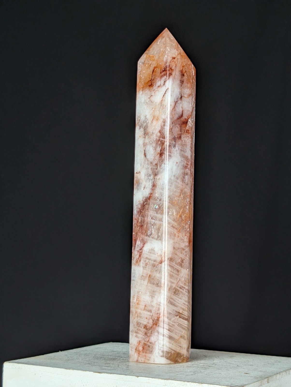 Red Fire Quartz Tower Crystal Gemstone Large Tall Chakra Reiki