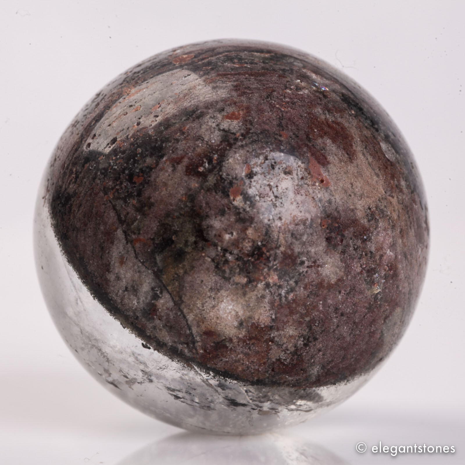 63g36mm Natural Garden/Phantom/Ghost/Lodolite Quartz Crystal Sphere Healing Ball