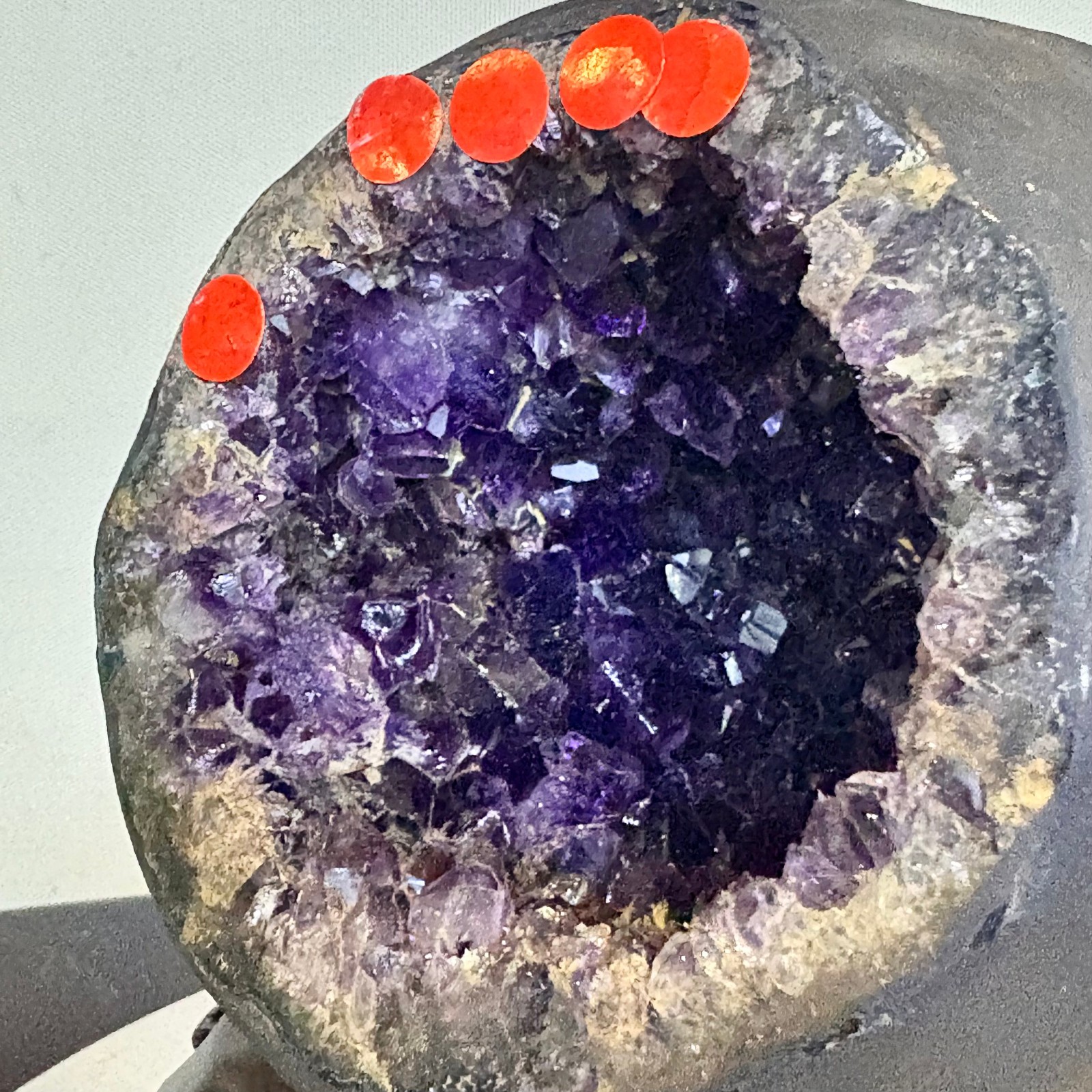 5LB Natural uruguay amethyst geode quartz money bag crystal +stand