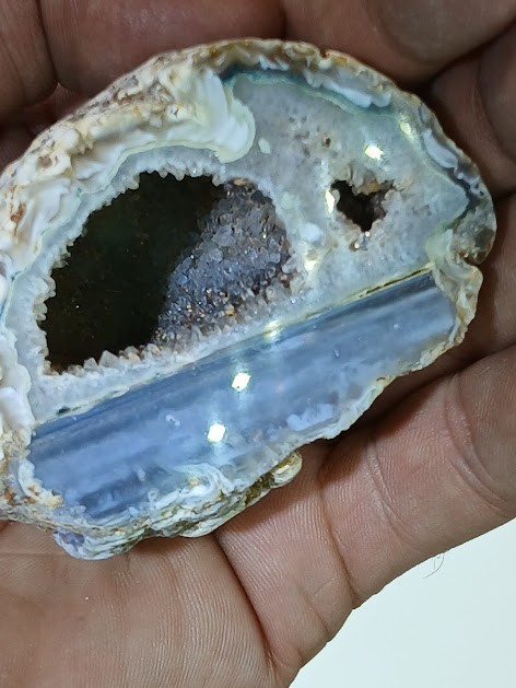 150G Mexican Agate Geode Rough Faced Specimen polished druzzy crystal gemstones