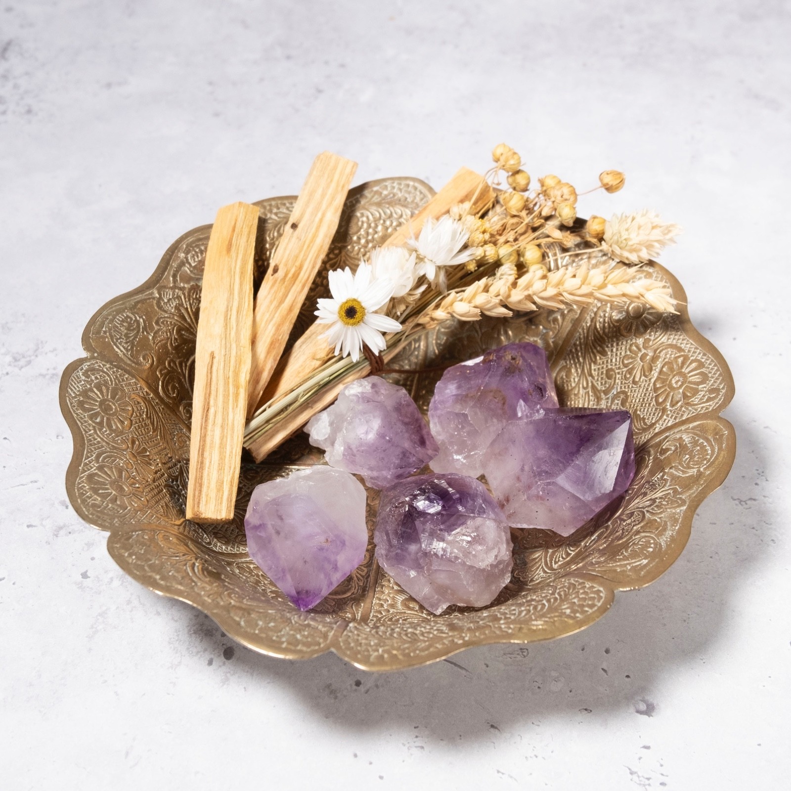 Amethyst Crystal Point 5 pcs, Natural Assorted scrying Stone (30-50g, 4-4.5cm)