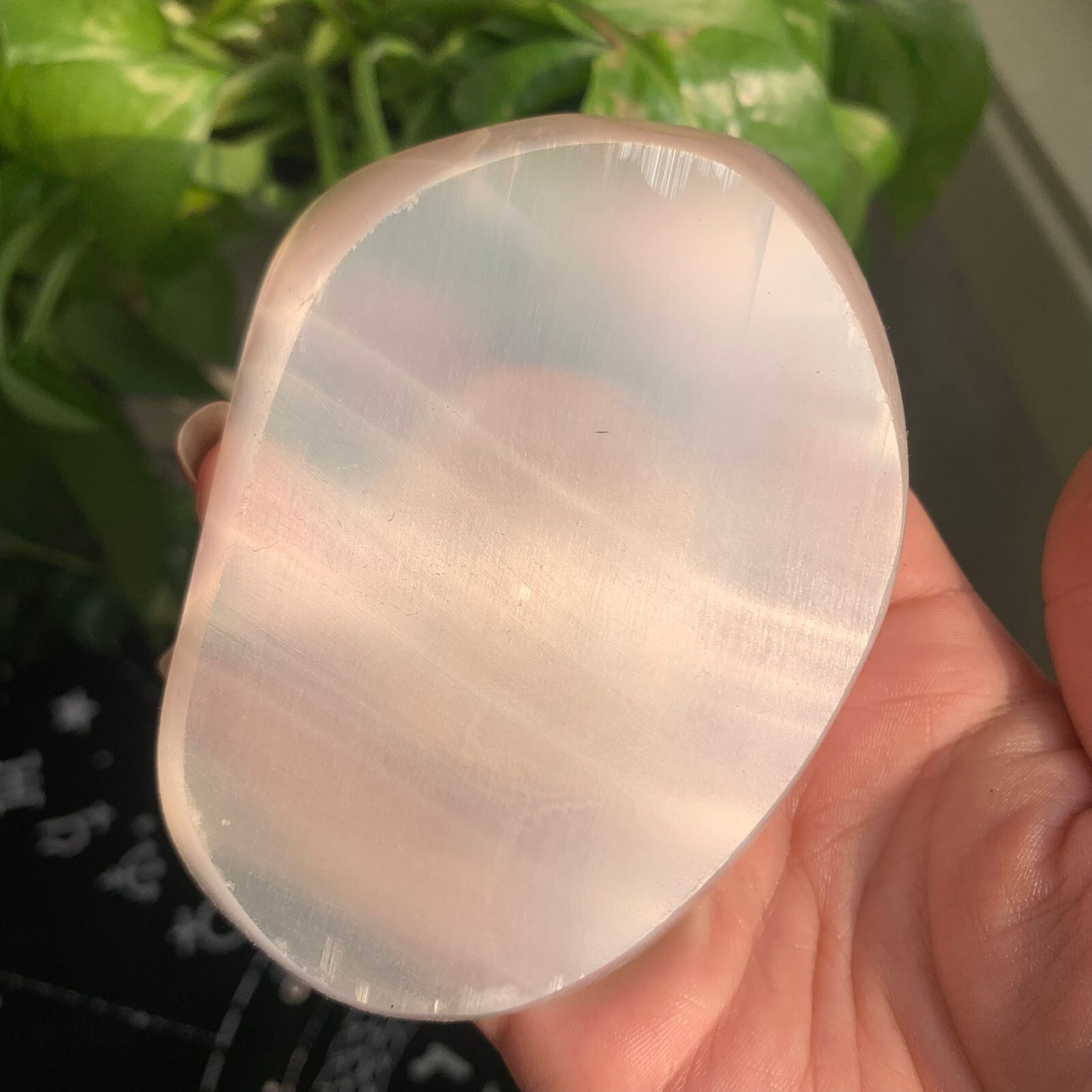 205g Selenite Stone Pan Fried Egg Carving Quartz Crystal Collection Healing