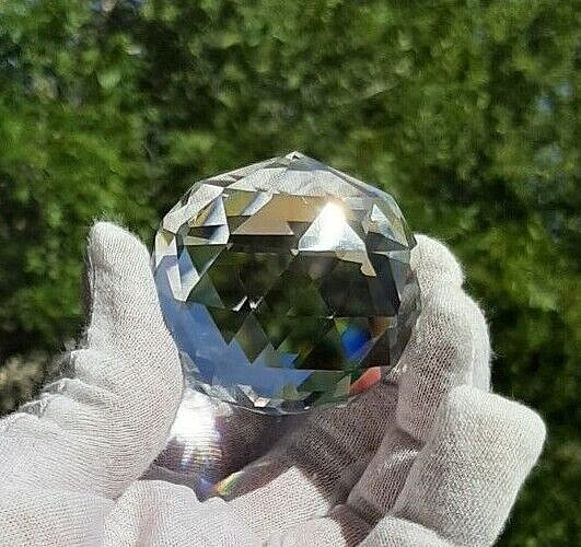 50mm Clear Cut Crystal Ball K9 Faceted Gazing Ball Sun Catcher from US