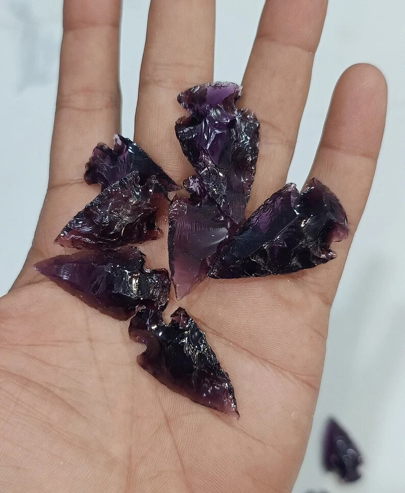 Amethyst Arrowhead Carving Stone 1” to 1.25” for Jewelry Making & Metaphysical