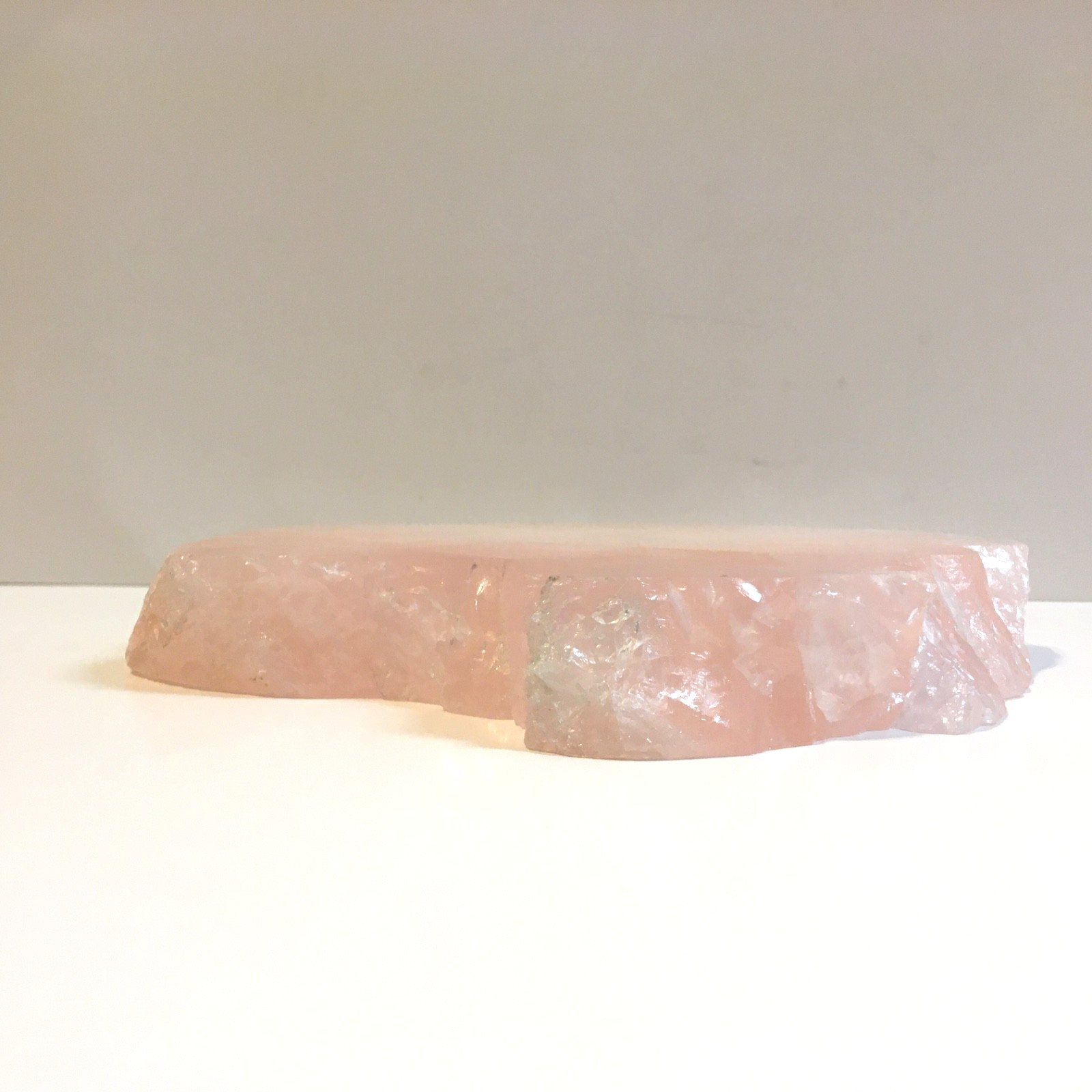 Solid Rose Quartz Crystal Bowl Trinket Dish Pink Gemstone Vanity Tray Raw Edge