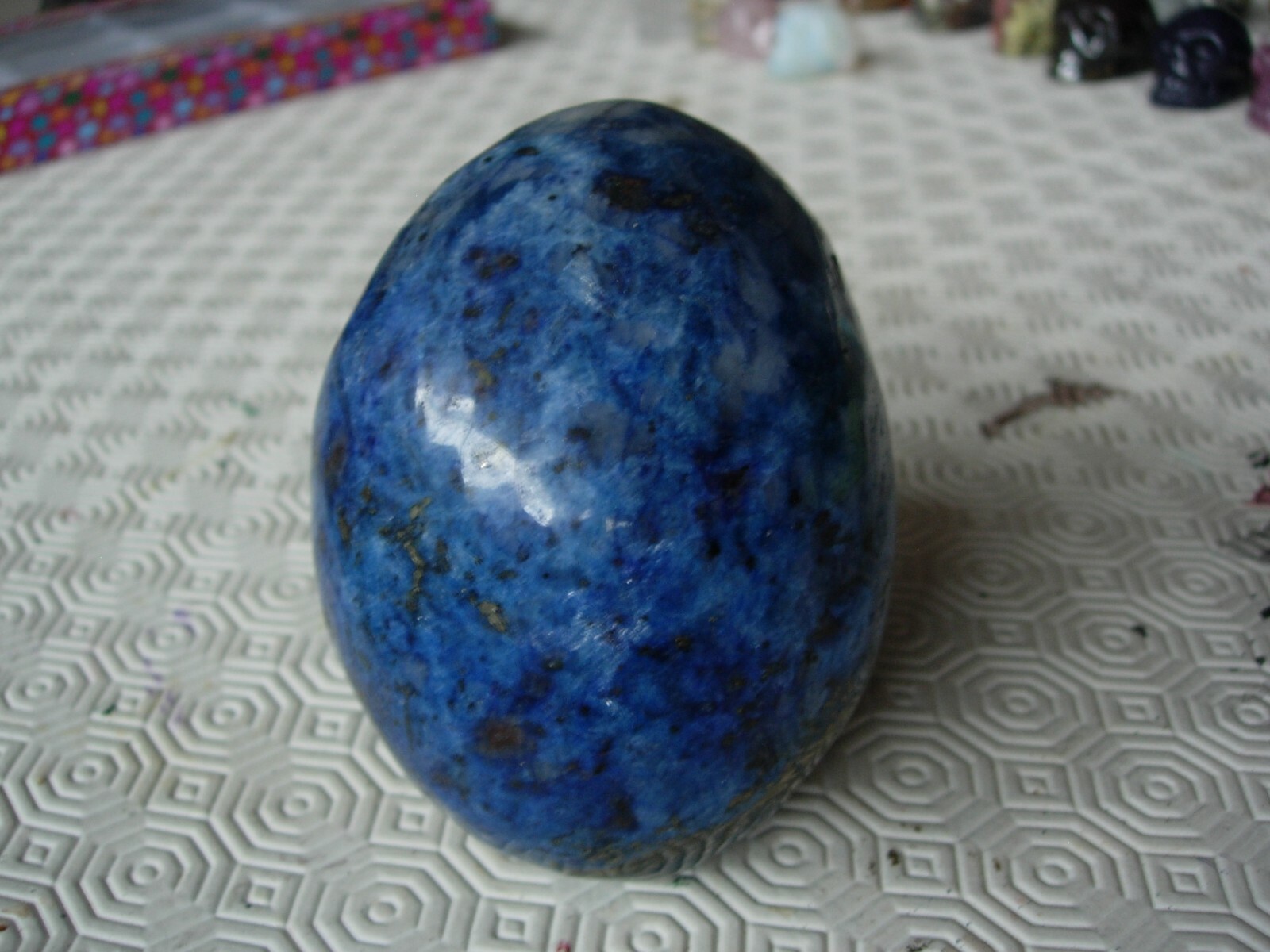 Crystal Skull dumortierite and pyrite large size 110 mm