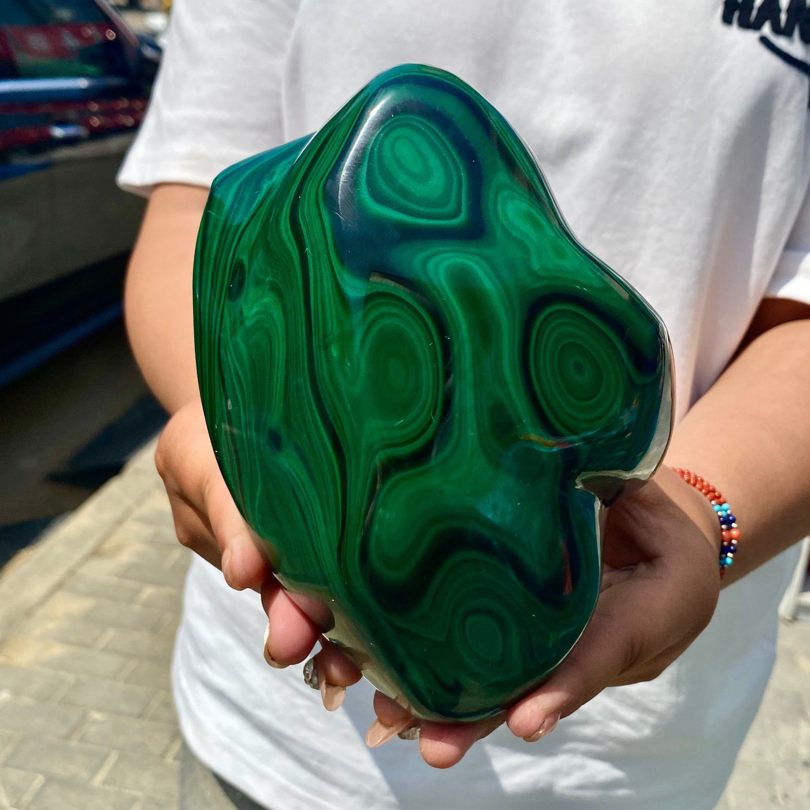7.53LB Natural glossy Malachite transparent cluster rough mineral sample