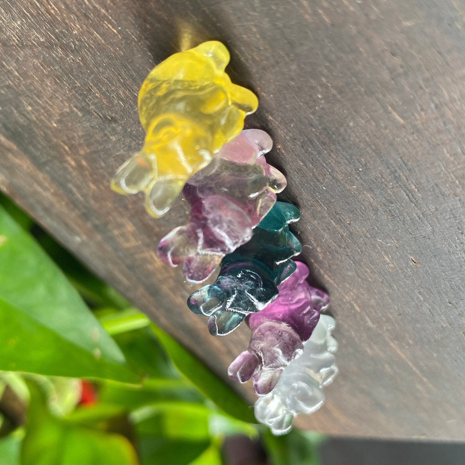 5pc Natural fluorite carved mini rabbit quartz crystal reiki healing