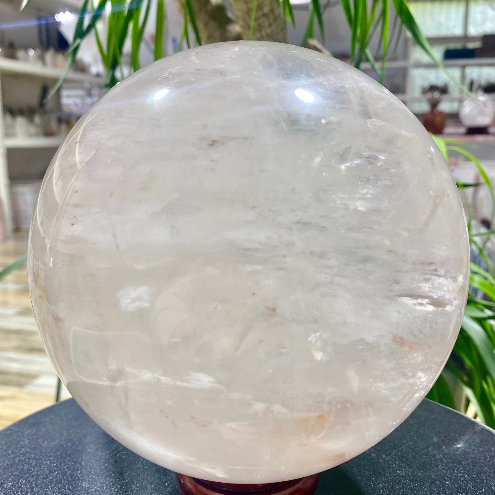 9.76LB white crystal transparent quartz crystal ball Reiki repair