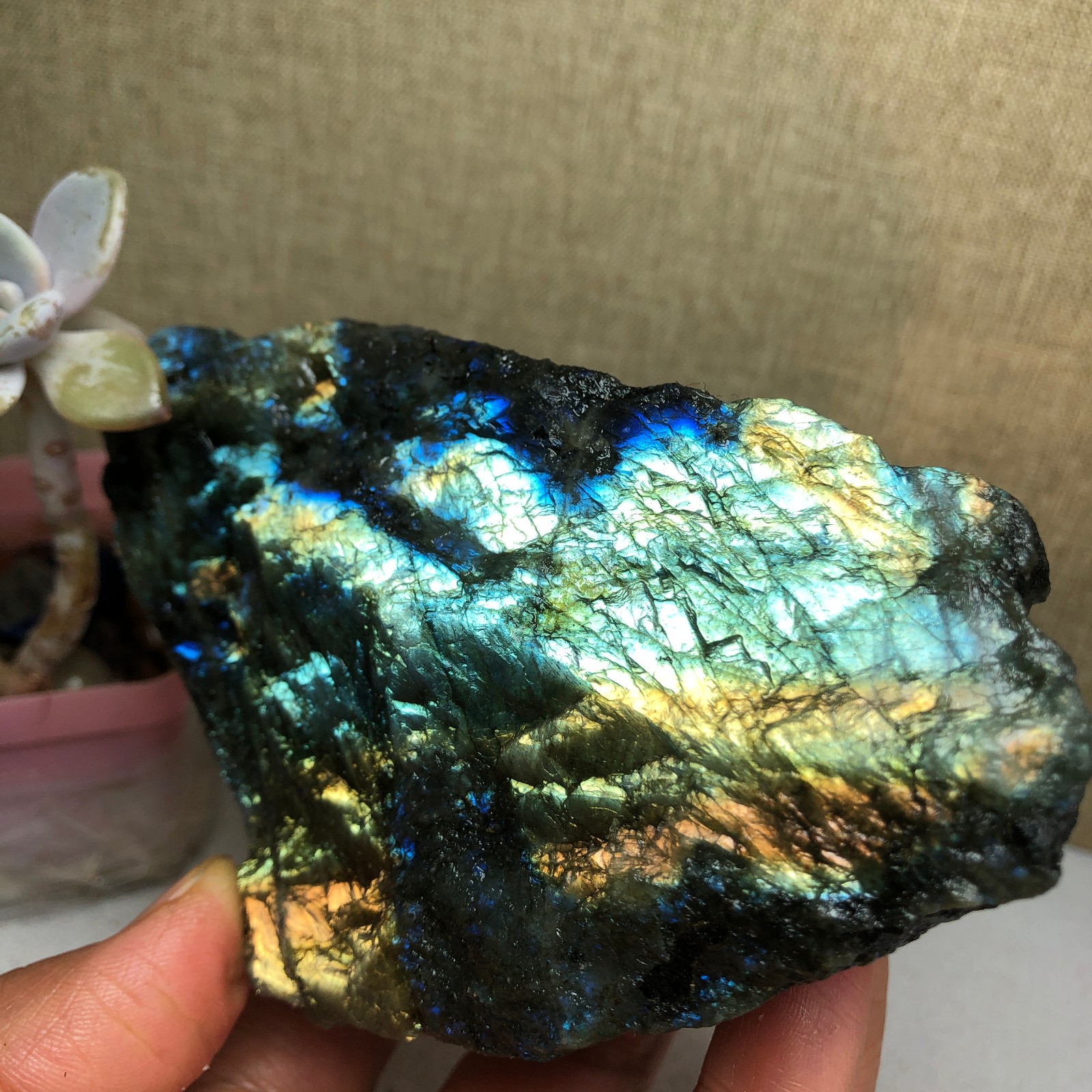 88mm Natural Labradorite Crystal gemstone rough original Specimen 424g A2629