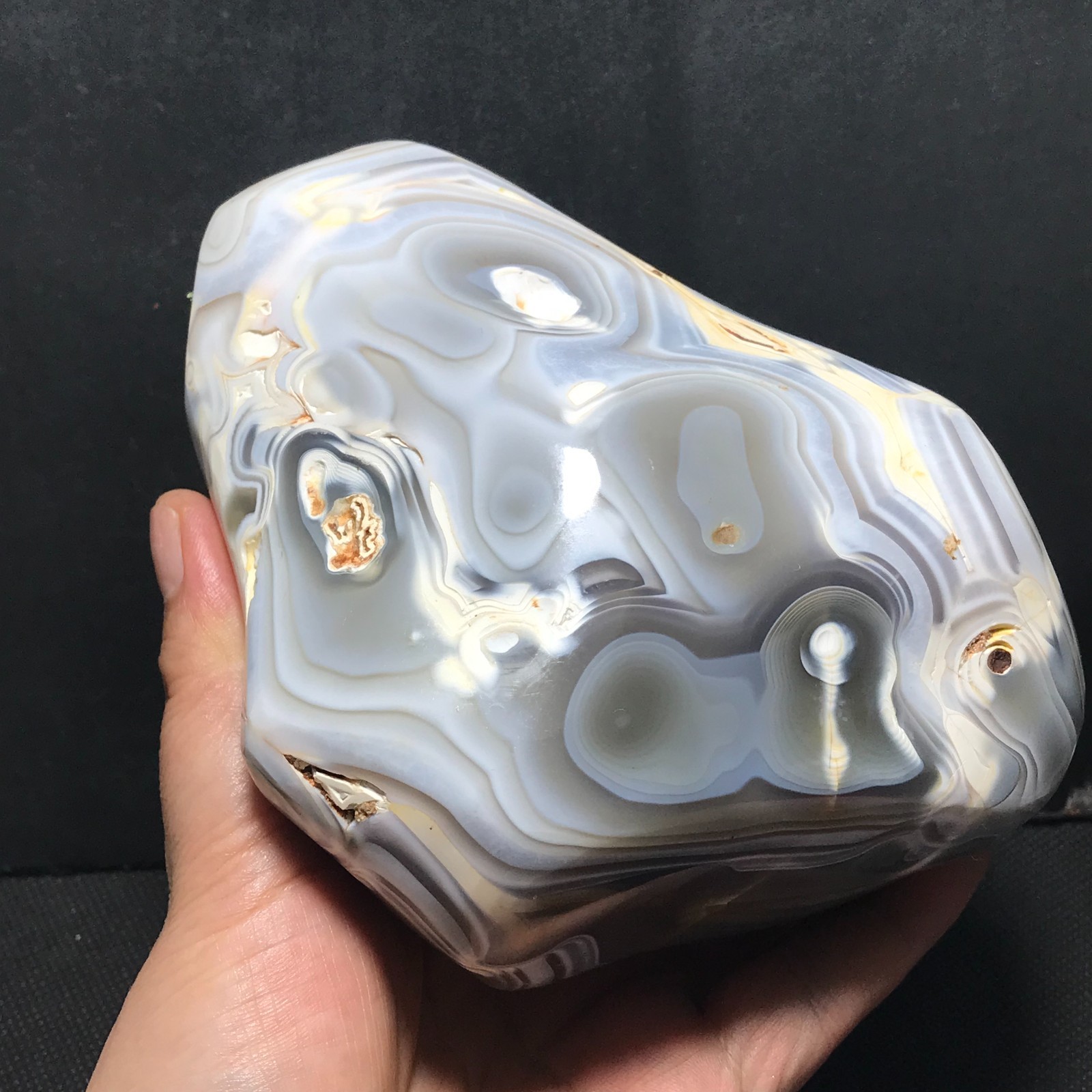 1116g Natural Botswana Agate Black White Scenic Pattern Display Specimen 03