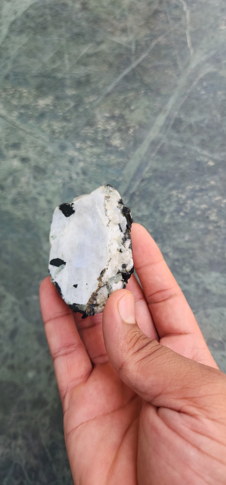 Natural AAA Full Flashy Indian Rainbow Moonstone Raw Specimen One Side Polish