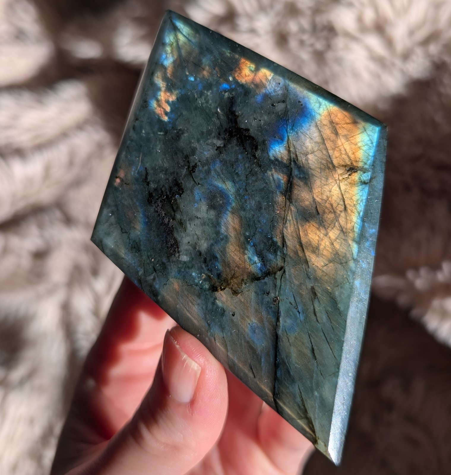 Labradorite Freeform Diamond Ornament Crystal Gemstone Chakra Flash