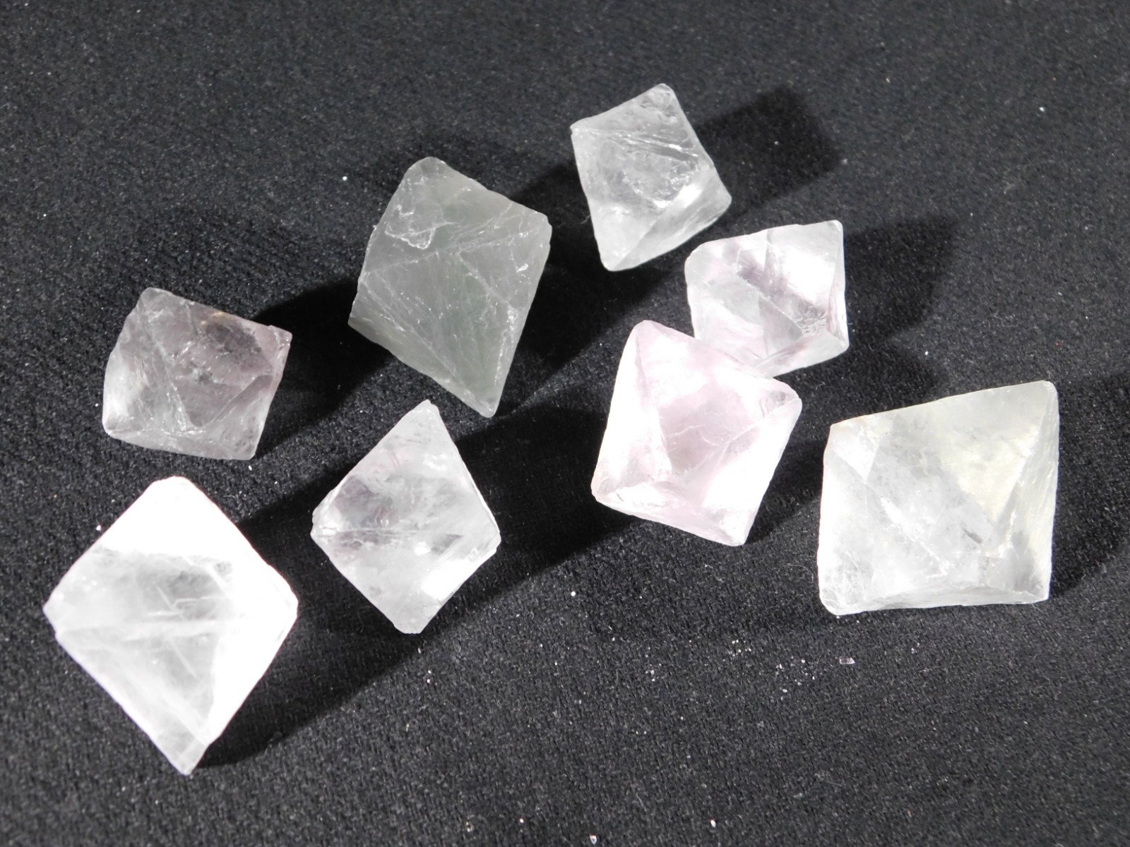 Big Lot of EIGHT! Translucent Octahedron FLUORITE Crystals From China 341gr