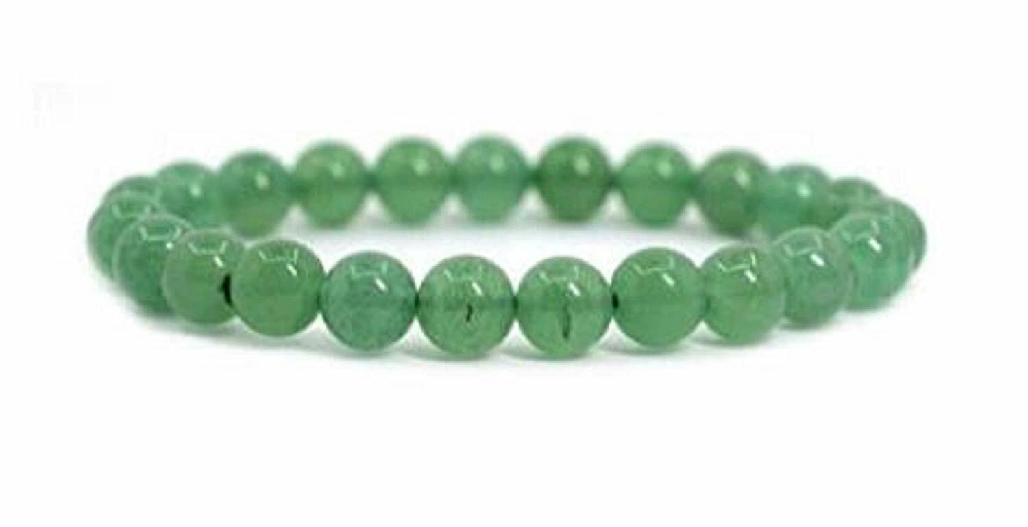 Green aventurine stone Smooth Round Sphere Gemstone Beads Elastic Cord Bracelet