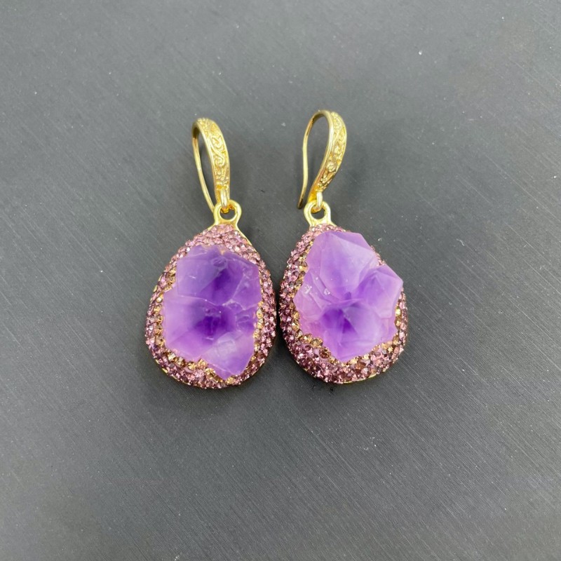 Natural gemstone amethyst personalized mineral jewelry sweater chain set