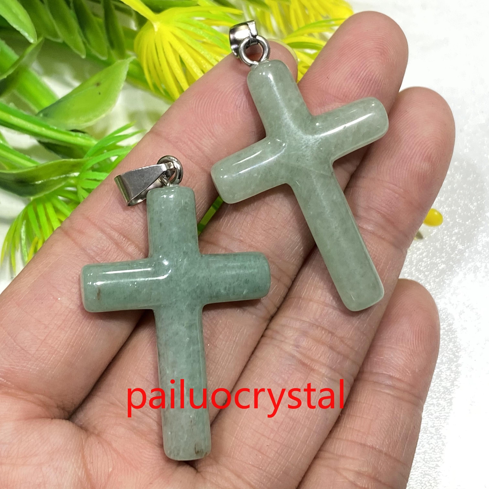 1.8″ Natural Aventurine Cross Quartz Crystal Skull Carved Pendant Healing 1pc