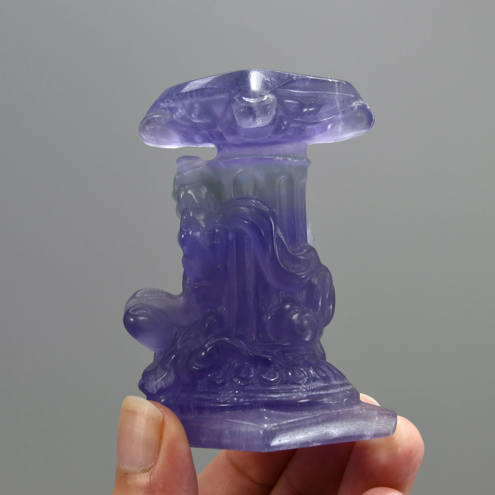 3in Fluorite Carved Crystal Angel Sphere Stand