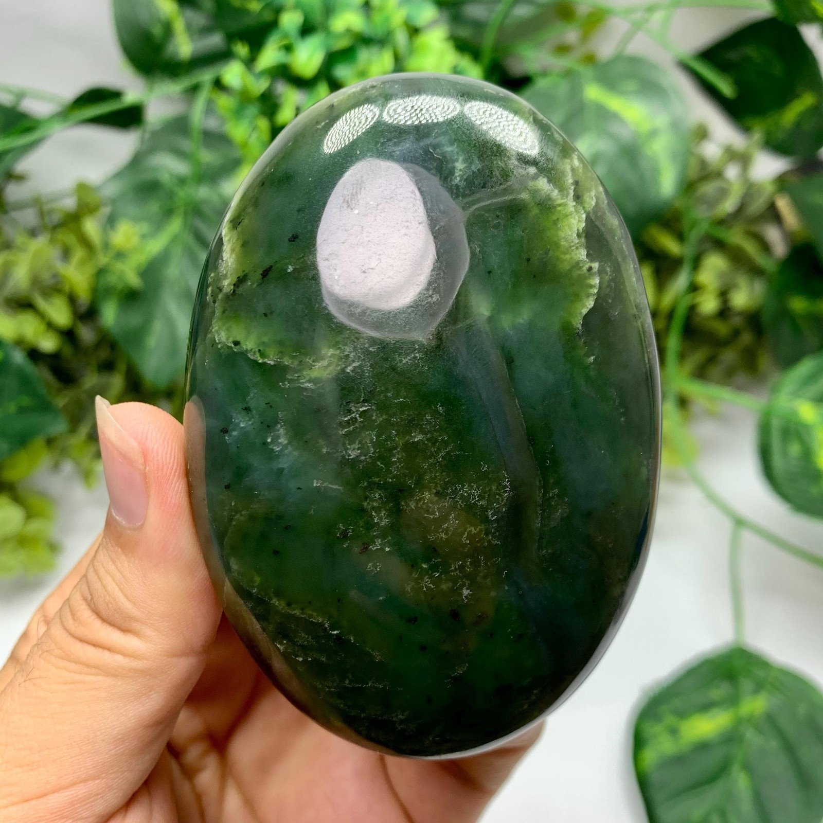 264g Best Quality Green Nephrite Jade Palm Stone, Nephrite Jade, Nephrite, Nephr