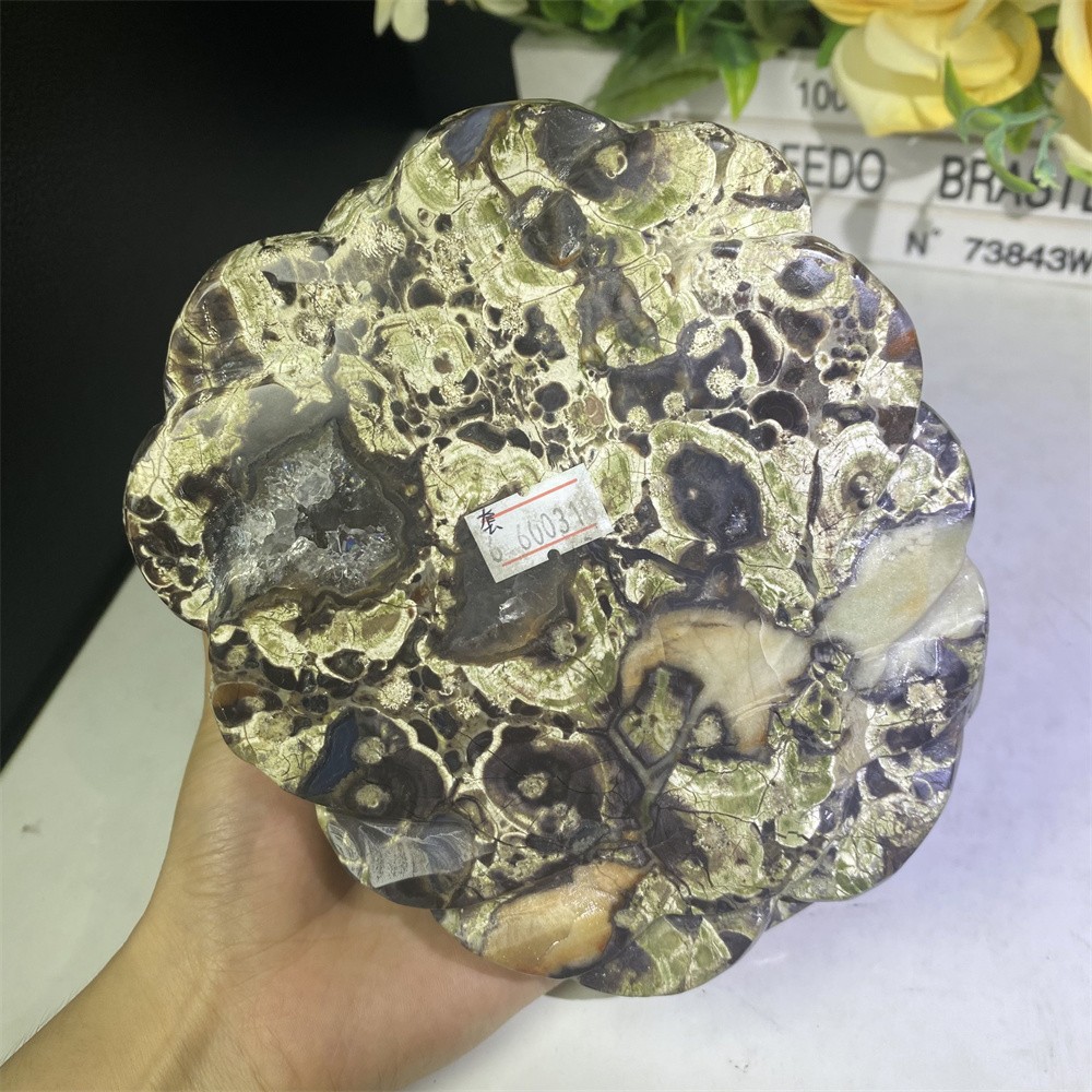 5.6LB 5.9″Natural A+Geode Money Agate Golden Toad Crystal Reiki Carving Decor