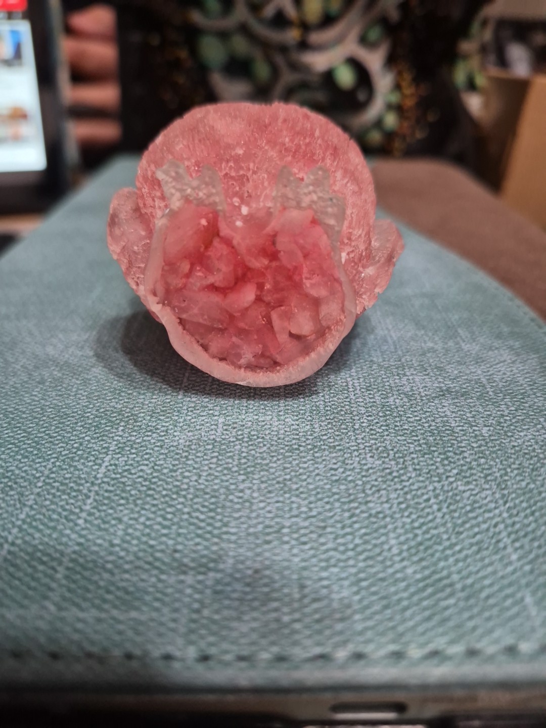 Natural Crystal Tumbled Stone Quartz Resin Filled Owl Decoration 2.5″