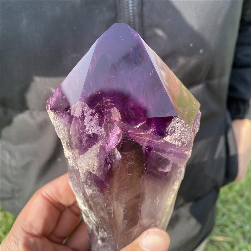 1.95LB Natural Amethyst Quartz Obelisk Rough Crystal Point Wand Healing Tower