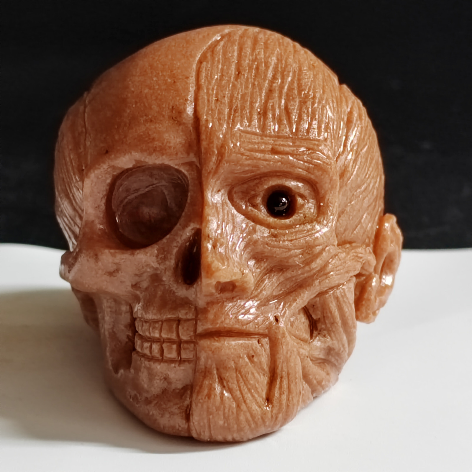 Natural quartzite, rough mineral stone, handmade sculpture, Human face skull