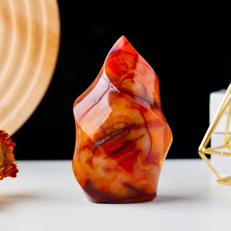 Carnelian Flame Shape Red Agate Healing Crystal Tower Specimen Home Decor Gift
