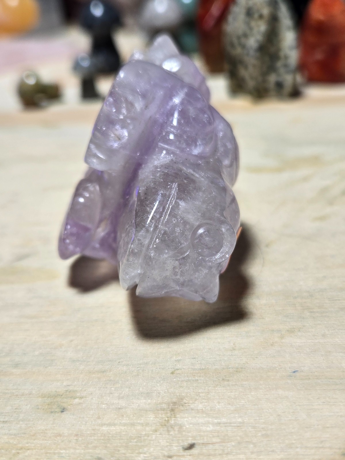 BEAUTIFUL Hand Carved Amethyst Toad figurine ~3x2in O46