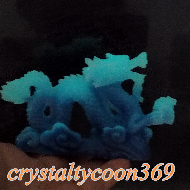 4″ Resin Chinese Dragon Decoration Blue Luminous Stone Statues Skull Gift 1pc