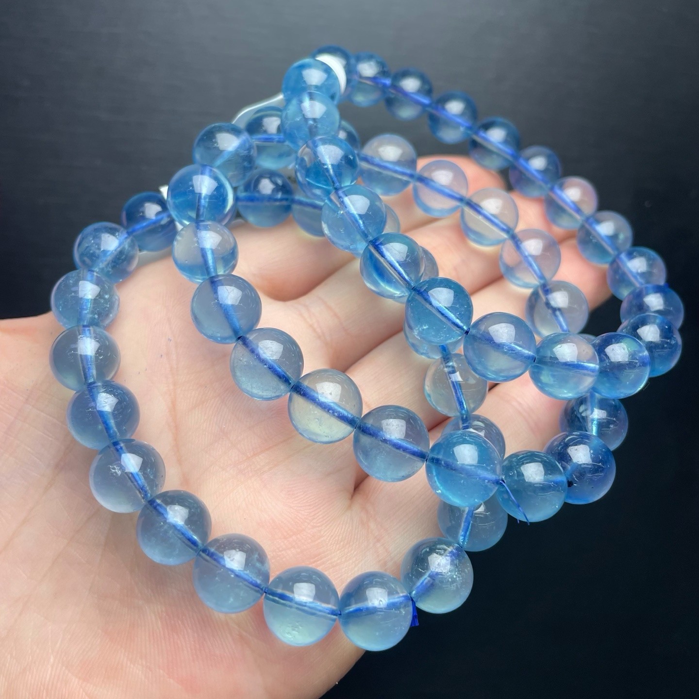 10mm Natural aquamarine Bead Bracelet Reiki Crystal Quartz Healing Decorate 1pc
