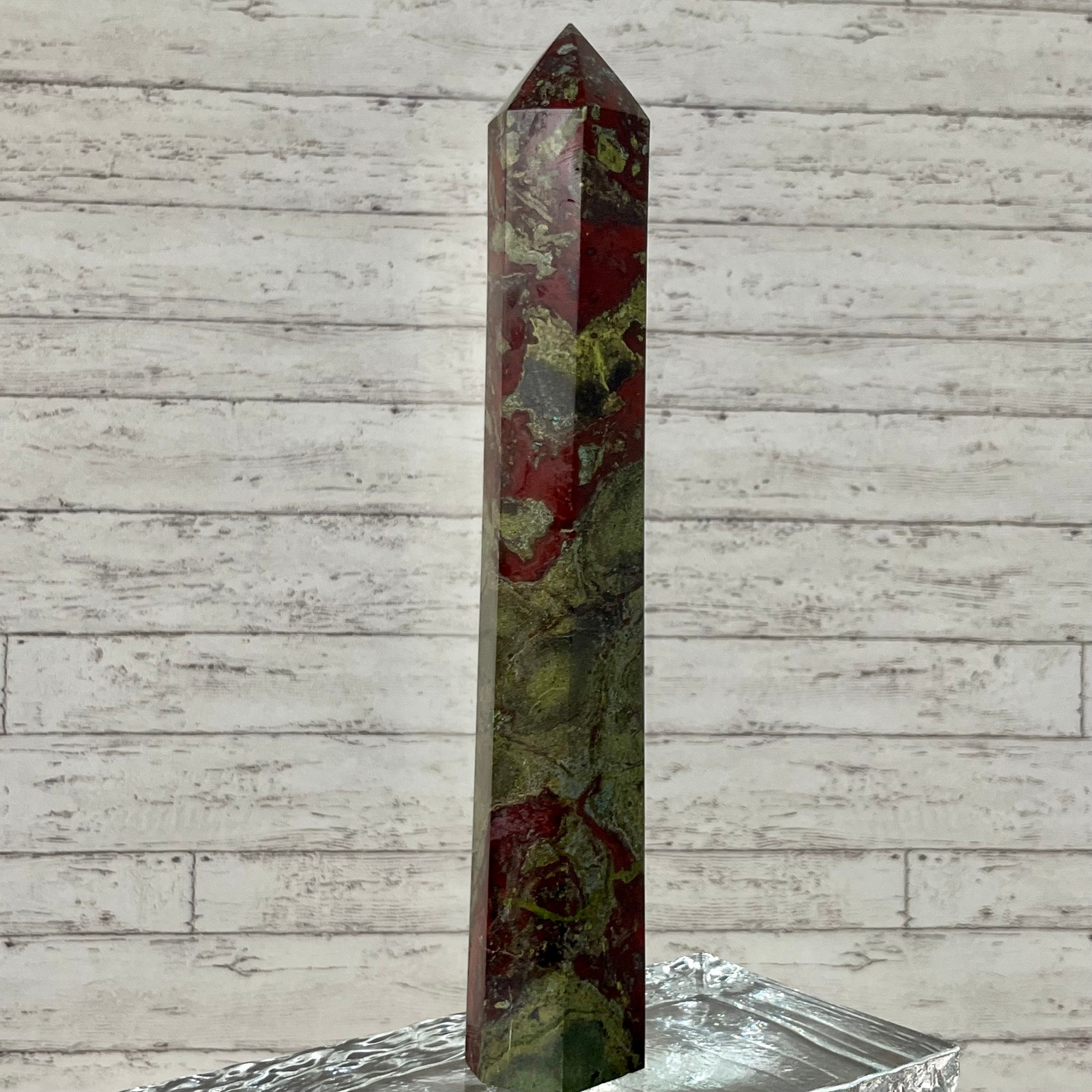Bloodstone Crystal Tower Point Home Office Feng Shui Desk Decor Gift 821 g