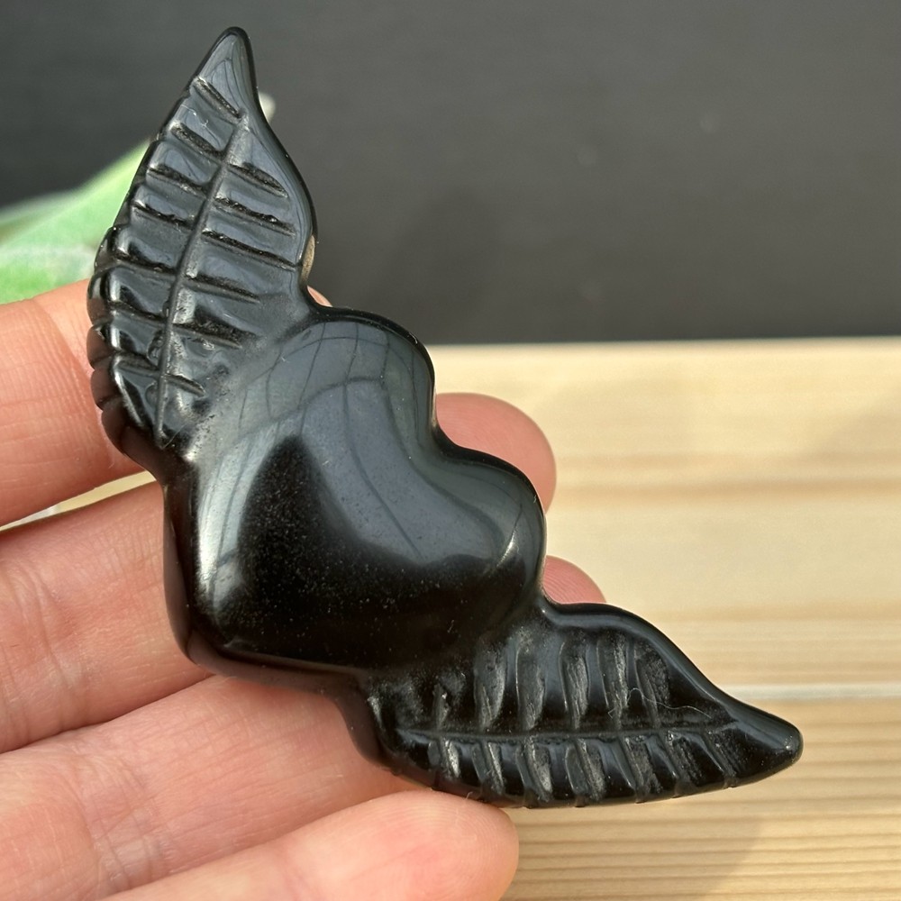 Natural Obsidian Quartz Love Wings Skull Carved Crystal Skull Reiki Healing