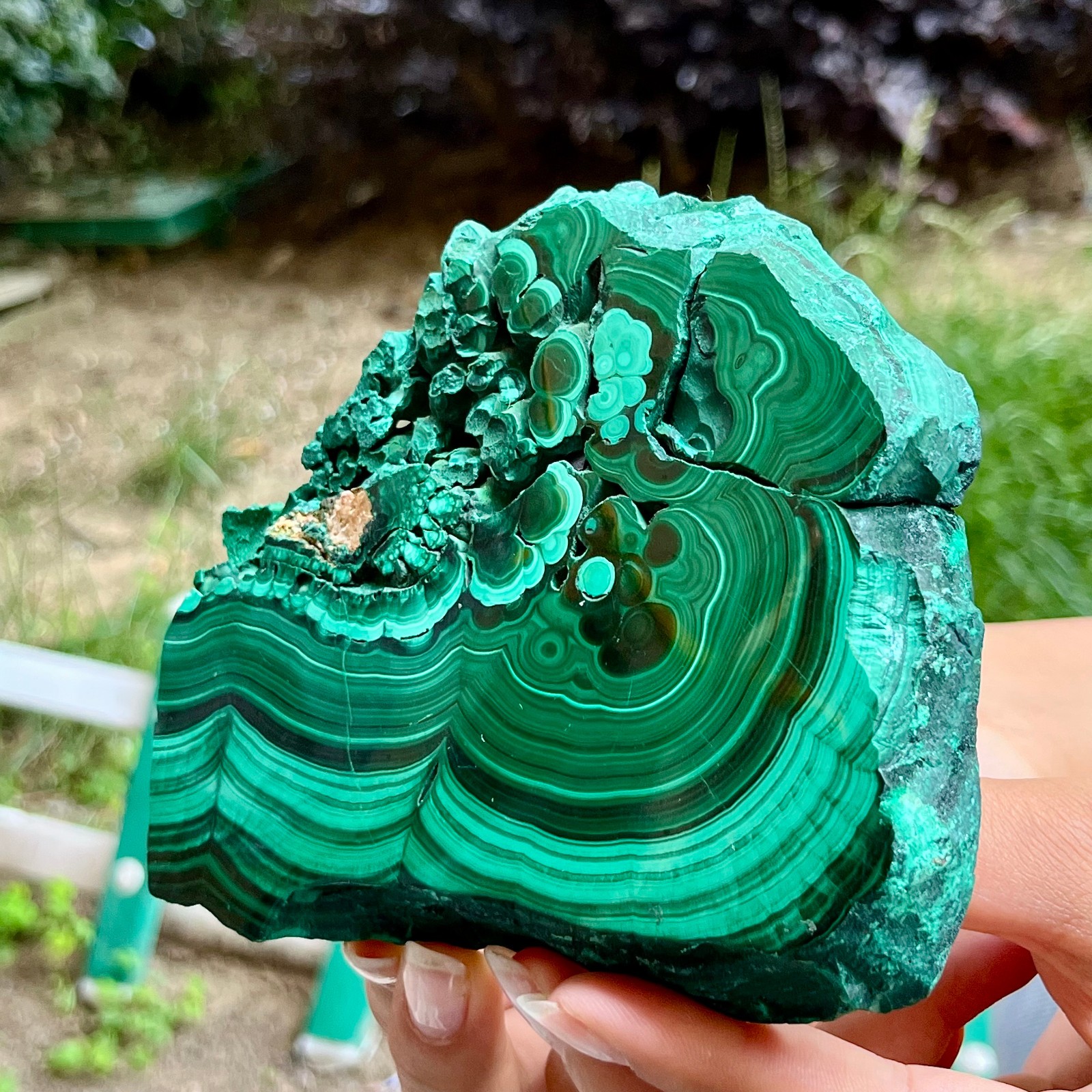 525 g Malachite Polished Slab Green Banded Agate Look Mineral Specimen Reiki