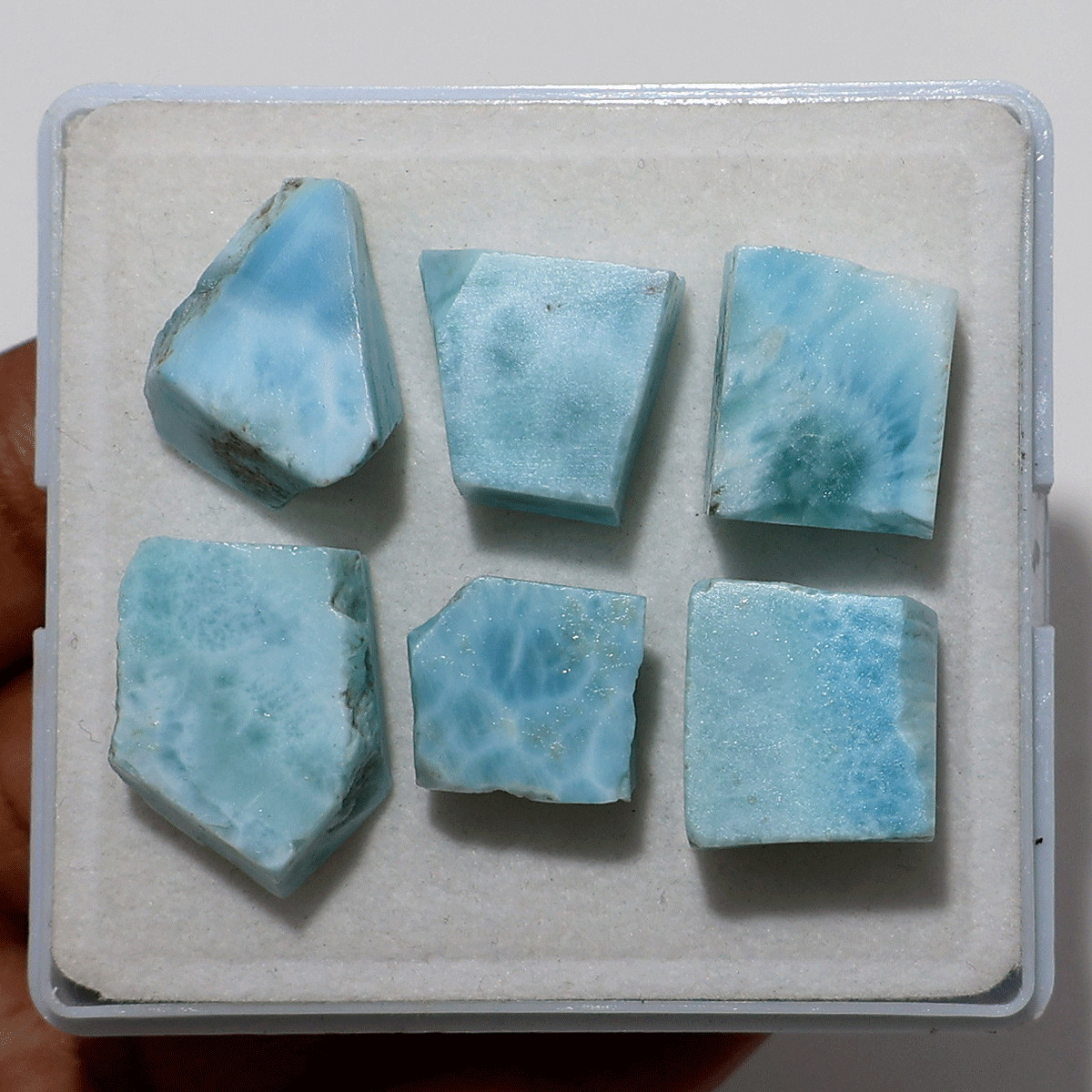 6 PC Caribbean Sky Larimar Raw Slabs— Natural Ocean Blue Rare Crystal Collection