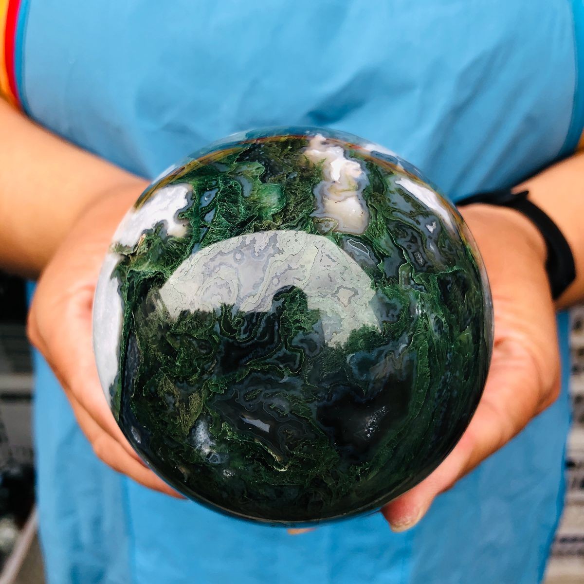 3 pieces 2650g Natural aquatic Agate Ball Quartz Crystal Sphere Healing 2110