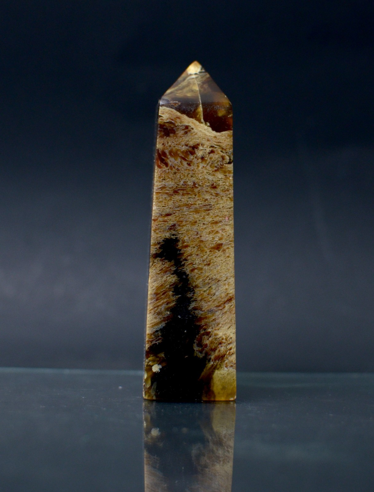 Sumatran Blue Amber Tower | Rare UV Reactive Polished Amber INDONESIA BA200