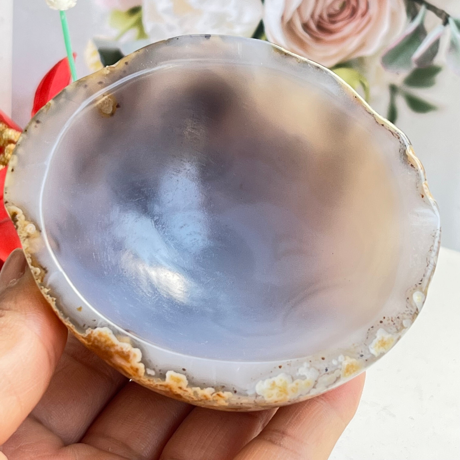 257g TOP Rare Natural Agate ashtray Polished Coin Dish Madagascar MD9