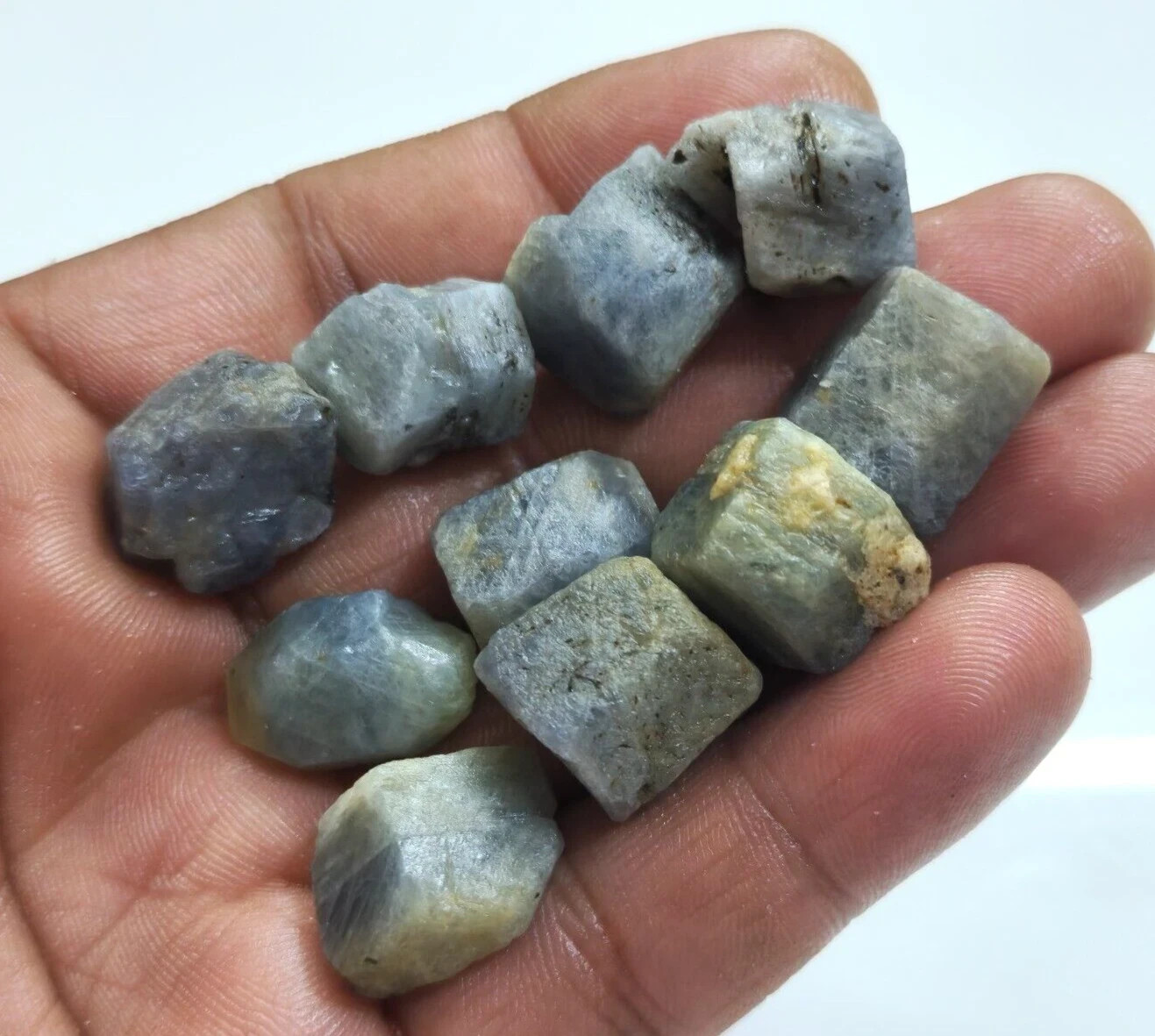A+ Excellent African Blue Sapphire Rough 10 Pcs Lot Size 15-18 MM Loose Gemstone