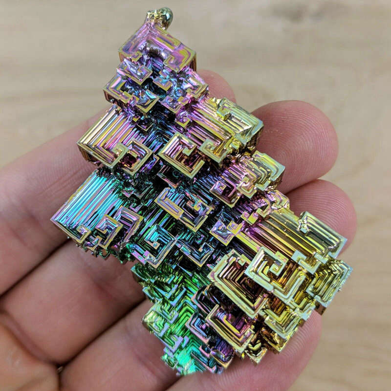 Natural Rainbow Aura Titanium Bismuth Crystal Cluster Energy Meditation Stone